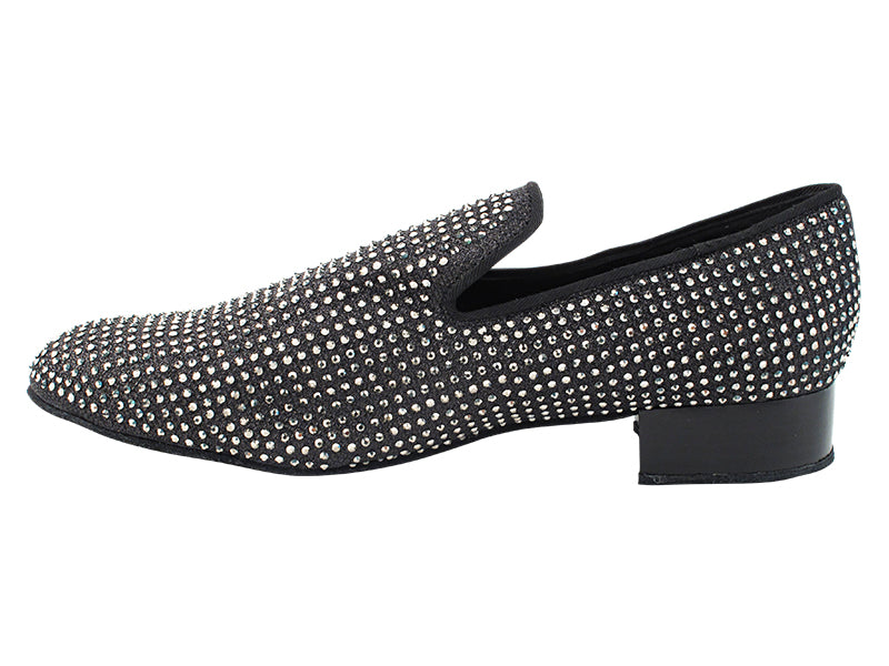 3526Bling Black Glitter Satin &amp; Crystal AB with Men 1" Standard Heel (2002) in the photo