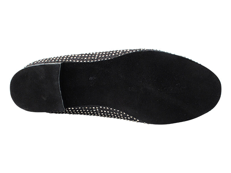 3526Bling Black Glitter Satin &amp; Crystal AB with Men 1" Standard Heel (2002) in the photo
