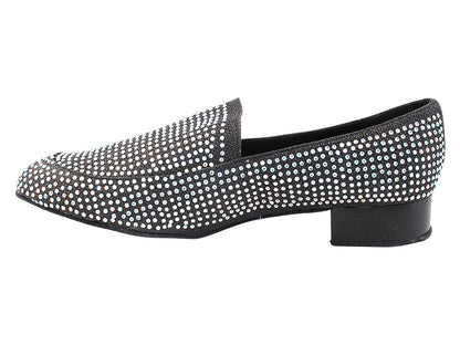 3528Bling Black Glitter Satin with Men 1" Standard Heel (2002) in the photo