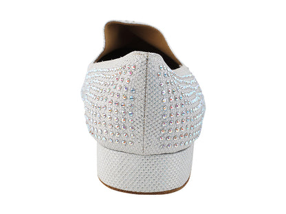 3528Bling White Glitter Satin with Men 1" Standard Heel (2002) in the photo