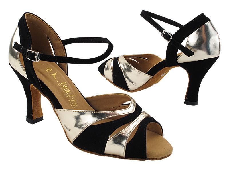 3749LEDSS Black Nubuck &amp; Gold Leather with 3&quot; Heel (6812) in the photo