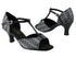 5004 213 Black_Silver Waves Glitter_F_B_Black Leather_T_H with 2.5" low heel in the photo