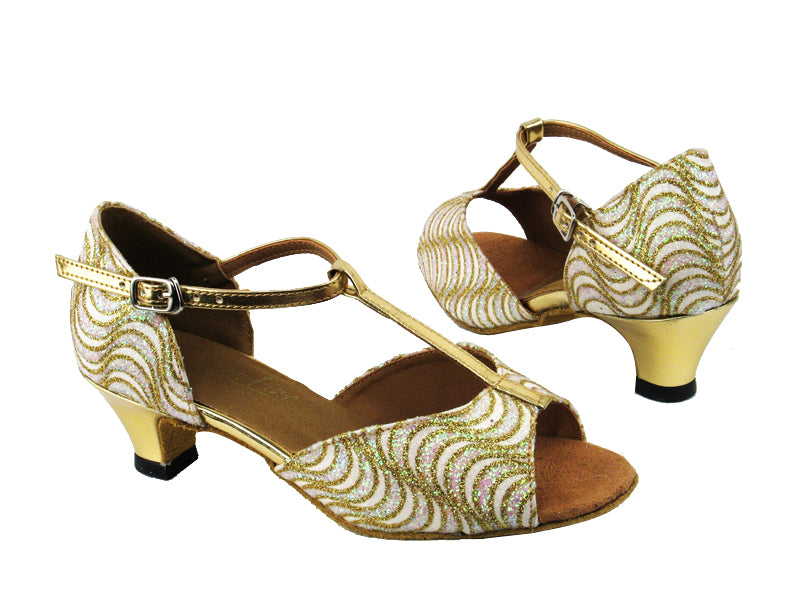 5004 216 White_Gold Wave Glitter_F_B_Gold Leather_T_S_H with 1.3&quot; heel in the photo