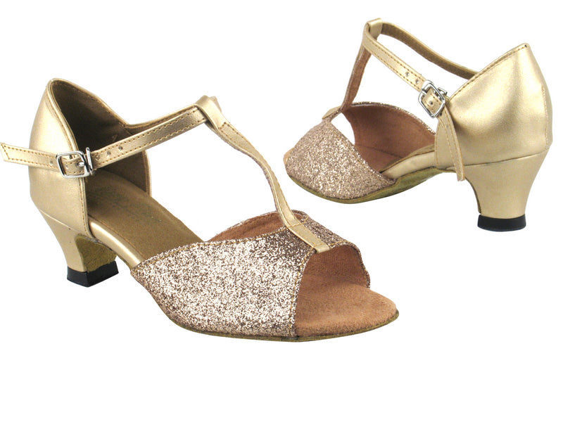 5004G 125 Gold Stardust_57 Light Gold Leather with 1.3" Heel in the photo