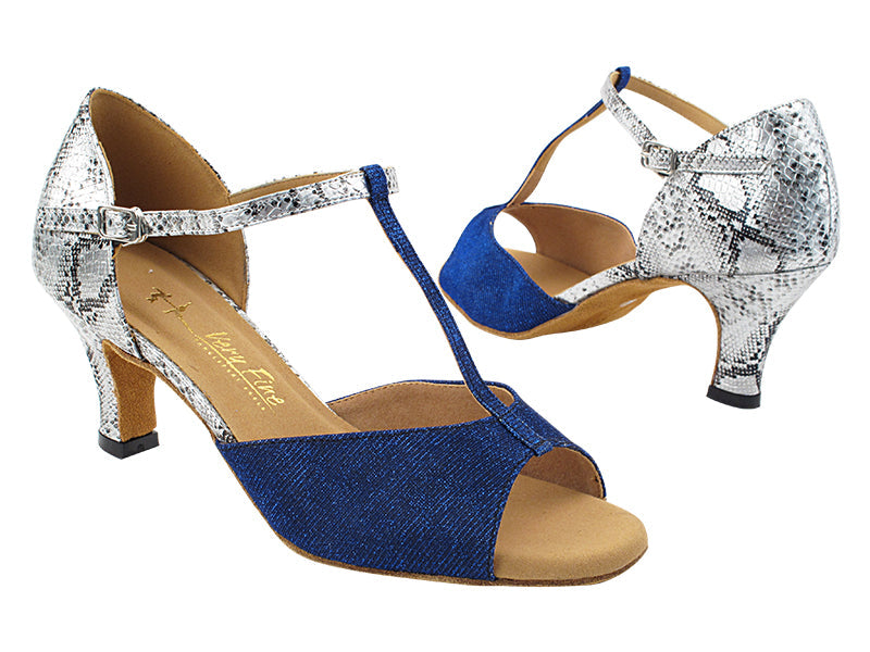 5004 67 Glitter Dark Blue Illusion Satin_F_T_ 181 Silver Snake PU_B_H with 2.5&quot; Heel (2899) in the photo