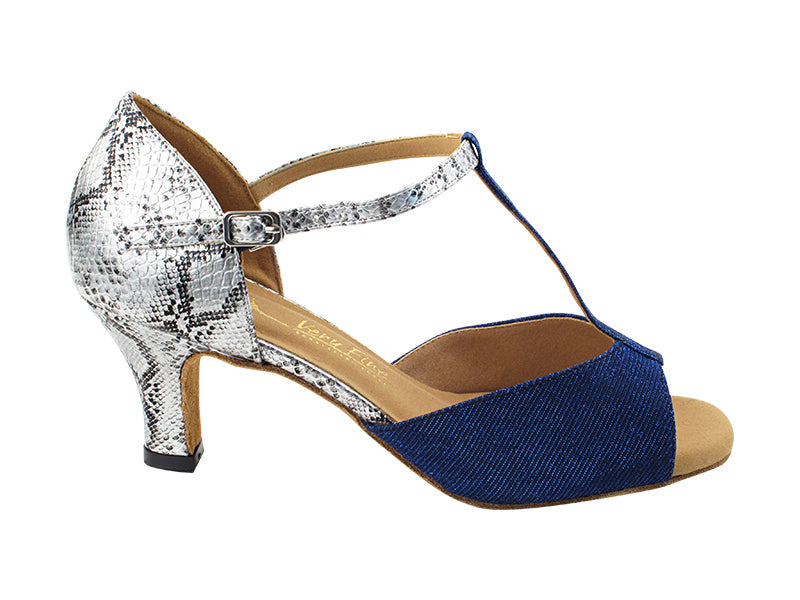 5004 67 Glitter Dark Blue Illusion Satin_F_T_ 181 Silver Snake PU_B_H with 2.5&quot; Heel (2899) in the photo