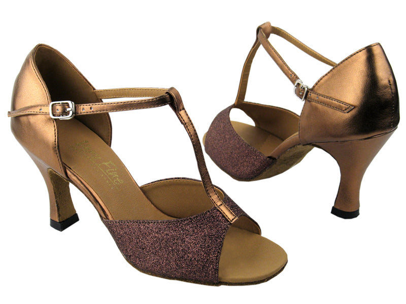 5004 Copper Stardust &amp; Dark Tan Gold with 3&quot; Heel in the photo