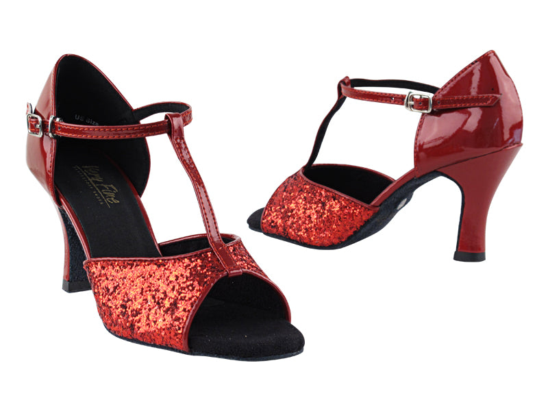 5004 Red Sparkle with 3&quot; Heel in the photo