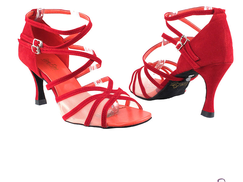 5008 228 Red Velvet_Flesh Mesh with 3.5&quot; Heel in the photo