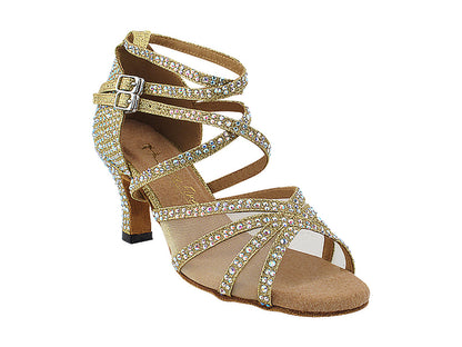 5008Bling Gold Glitter Satin &amp; Mesh with 2.5&quot; Heel (2899) in the photo