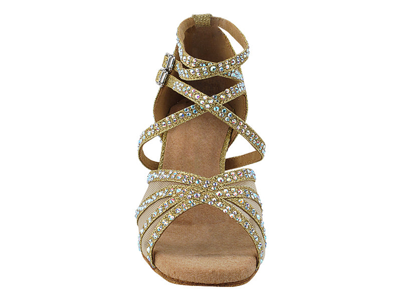 5008Bling Gold Glitter Satin &amp; Mesh with 2.5&quot; Heel (2899) in the photo