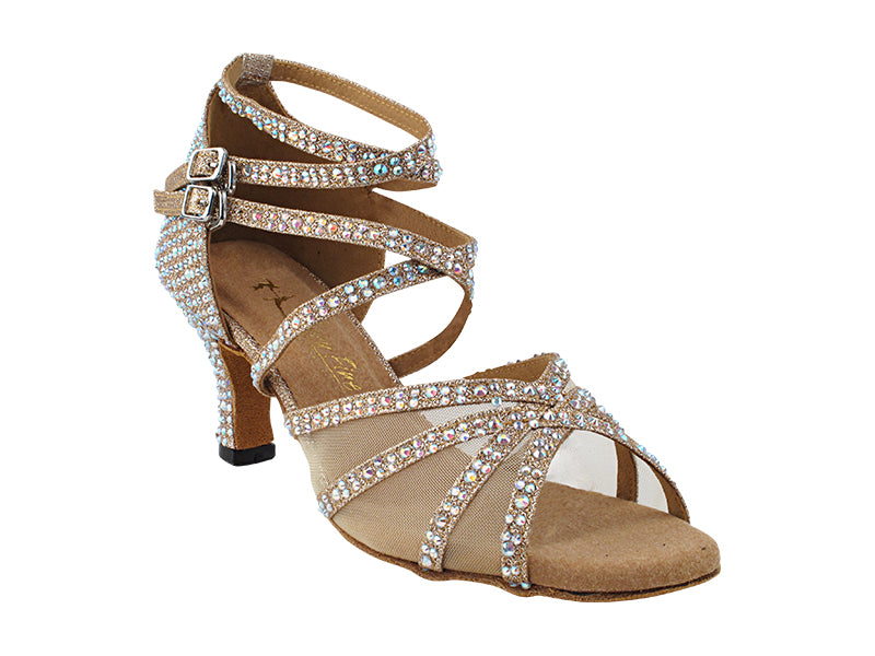 5008Bling Champagne Glitter Satin &amp; Mesh with 2.5" Heel (2899) in the photo