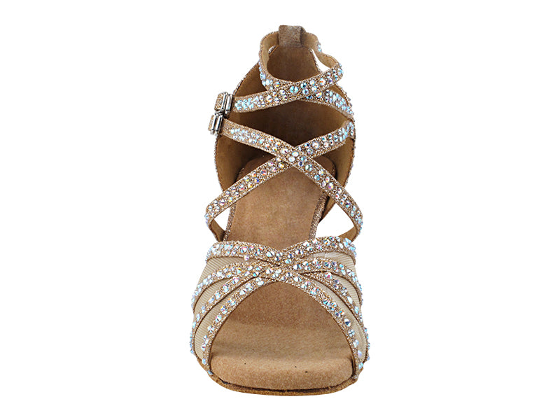 5008Bling Champagne Glitter Satin &amp; Mesh with 2.5" Heel (2899) in the photo
