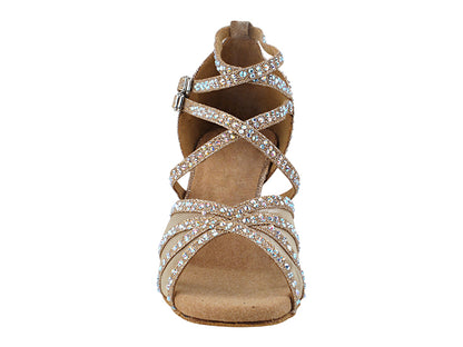 5008Bling Champagne Glitter Satin &amp; Mesh with 2.5" Heel (2899) in the photo