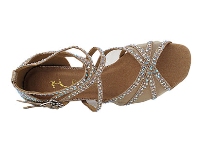 5008Bling Champagne Glitter Satin &amp; Mesh with 2.5" Heel (2899) in the photo