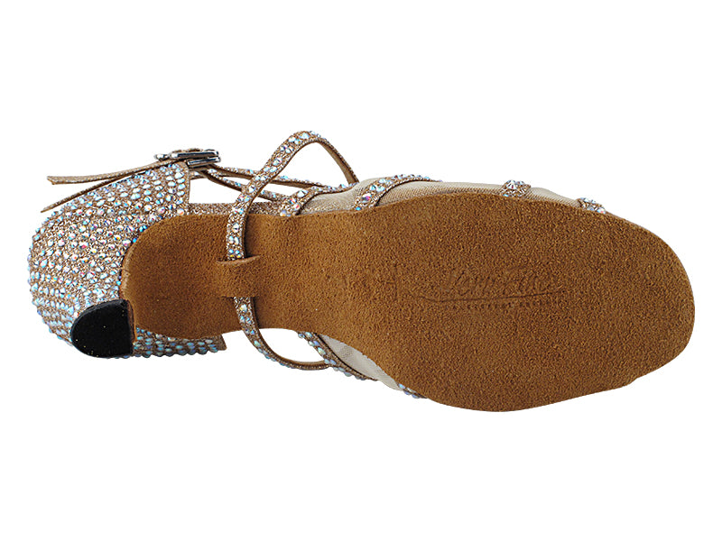 5008Bling Champagne Glitter Satin &amp; Mesh with 2.5" Heel (2899) in the photo