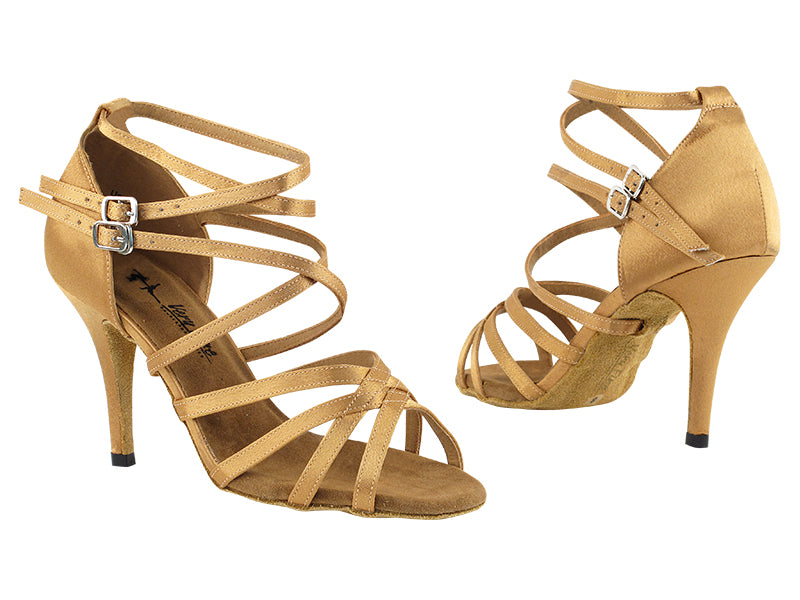 5008LEDSS Brown Satin with 3.5" Stiletto Heel in the photo