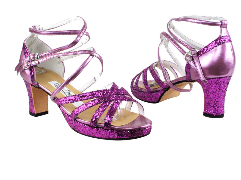 5008MPlatfrom Purple Sparkle_Purple Leather without Mesh with 3&quot; Square Heel heel in the photo