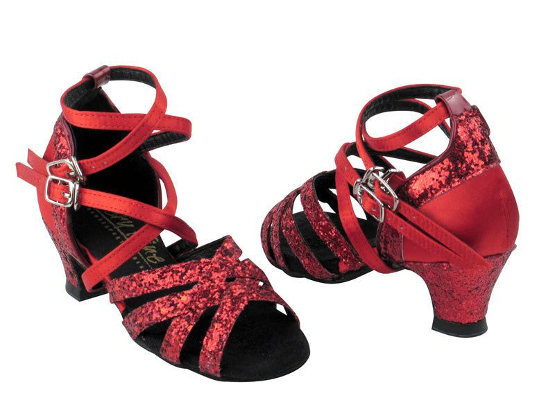 5008M Red Sparkle &amp; Red Satin with 1.3&quot; Heel in the photo