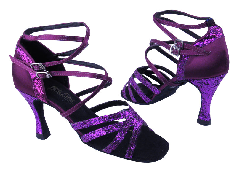 5008Mirage 11 Purple Sparkle_111 Purple Satin with 3.5&quot; heel in the photo