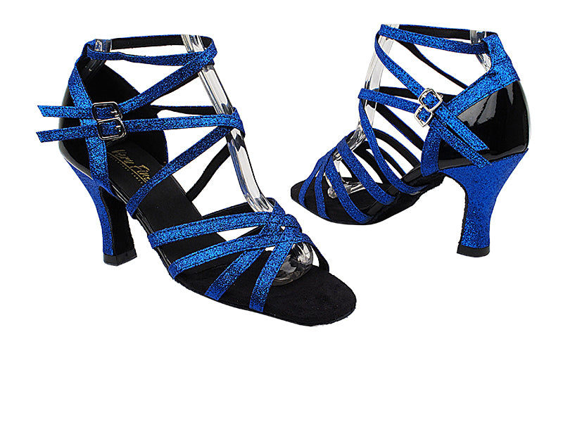 5008Mirage 234 Blue Stardust_H_Black Patent with 2.5&quot; Heel in the photo