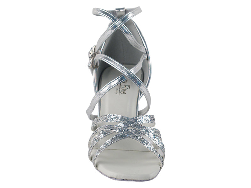 5008Mirage Silver Sparkle &amp; Silver Leather with 3&quot; Heel in the photo