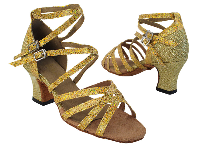 5008Mirage 173 Light Gold Scale_S_T_275 Gold Glitter_B_H with 318_2.2&quot; TC Heel in the photo