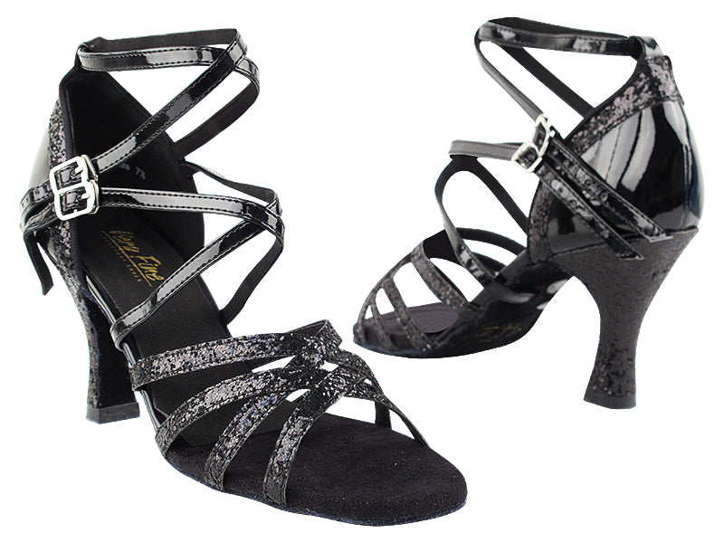 5008Mirage Black Sparkle &amp; Black Patent with 3&quot; Heel in the photo