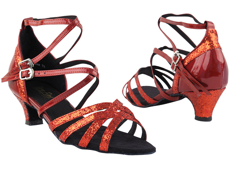 5008Mirage Red Sparkle &amp; Red Patent with 1.3" Heel in the photo