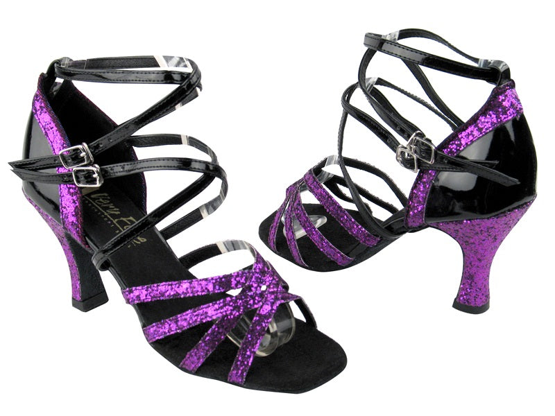 5008Mirage Purple Sparkle_Black Patent with 3&quot; heel in the photo