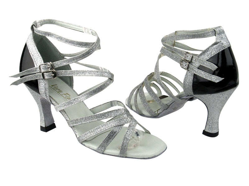 5008Mirage Silver Stardust_Black Patent_Back only with 3&quot; heel in the photo
