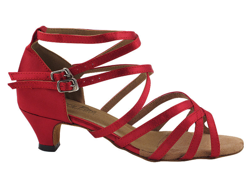 5008 268 Dark Red Satin_Brown Insole with 1.3&quot; Cuban Heel (387) in the photo