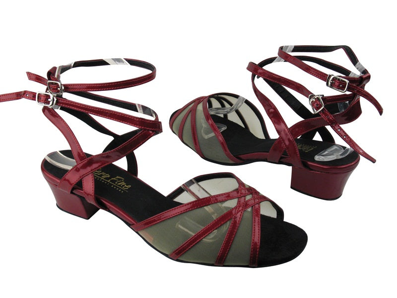 5009 131 Red Patent_Flesh Mesh with 1.5&quot; Medium heel in the photo