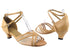5017 157 Beige Brown Leather_Flesh Mesh Cuban Heel with 1.3" cuban Heel in the photo
