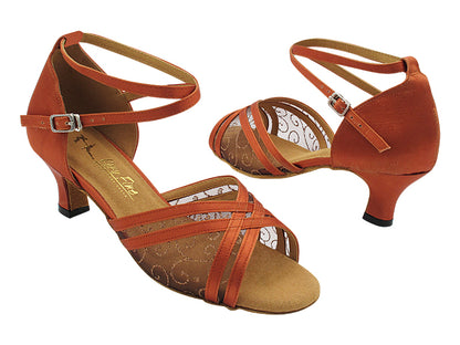 5017LEDSS 231 Dark Tan Satin &amp; 162 Coffee Vine Mesh with 2&quot; Slim Heel (289B) in the photo