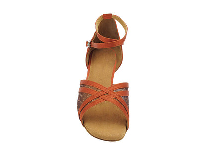 5017LEDSS 231 Dark Tan Satin &amp; 162 Coffee Vine Mesh with 2&quot; Slim Heel (289B) in the photo