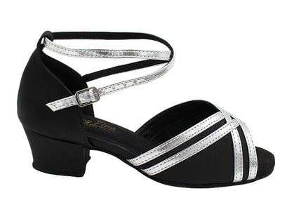 5017 Black Satin_M_B_H_Silver Leather Trim_S with 1.5&quot; Heel (2001) in the photo