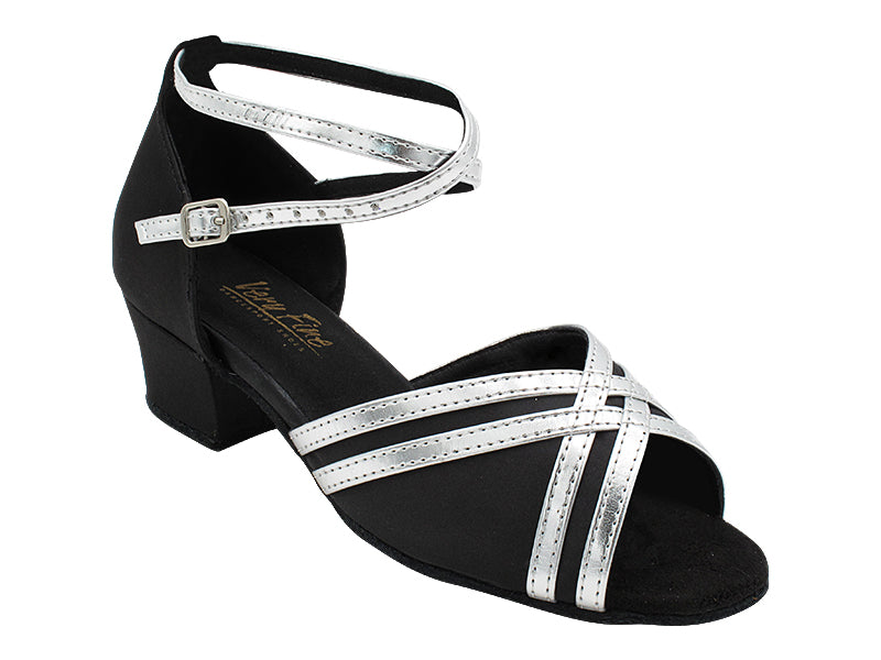 5017 Black Satin_M_B_H_Silver Leather Trim_S with 1.5&quot; Heel (2001) in the photo