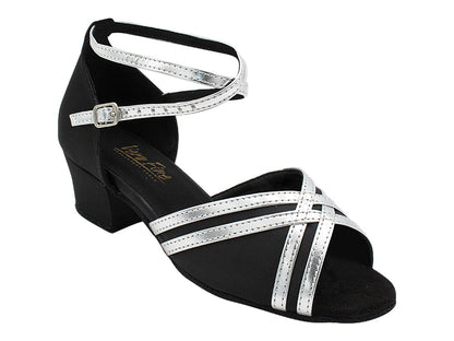 5017 Black Satin_M_B_H_Silver Leather Trim_S with 1.5&quot; Heel (2001) in the photo