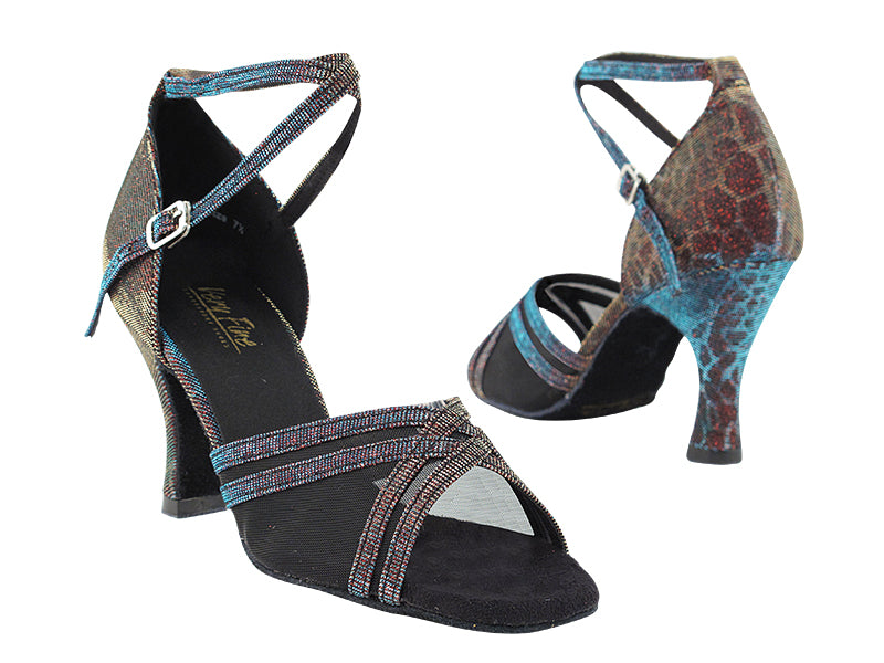 5017 Blue Illusion &amp; Black Mesh with 3" Heel in the photo