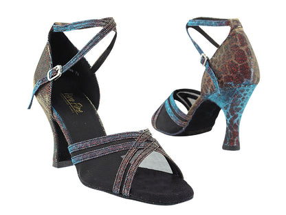 5017 Blue Illusion &amp; Black Mesh with 3" Heel in the photo