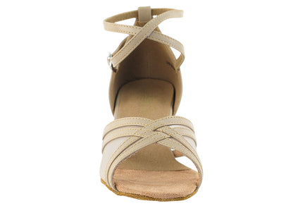 5017 Tan Leather &amp; Flesh Mesh &amp; Cuban Heel