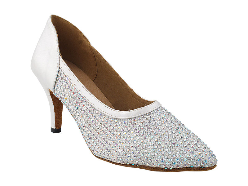 5502Bling White Glitter Satin with 2.75&quot; Stiletto Heel (385) in the photo