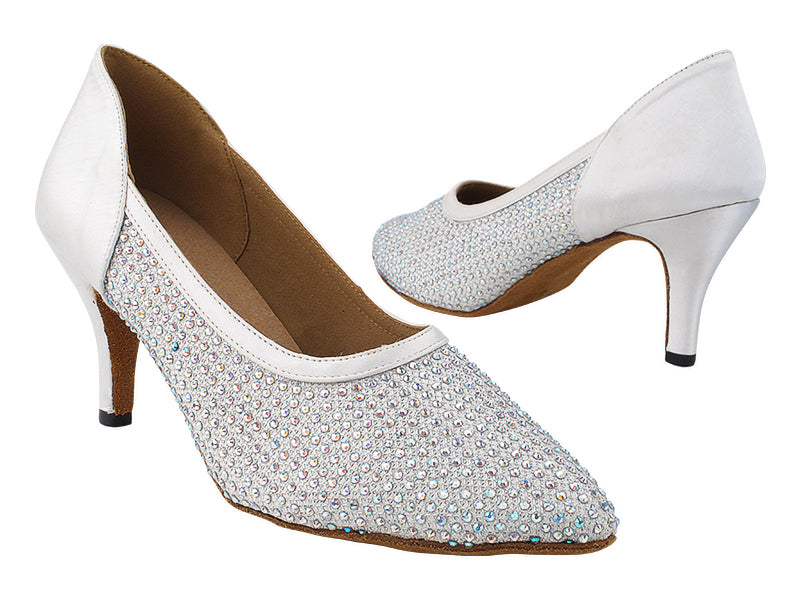 5502Bling White Glitter Satin with 2.75&quot; Stiletto Heel (385) in the photo