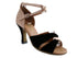 6002 Light Brown Satin & Black Velvet with 3" Heel in the photo