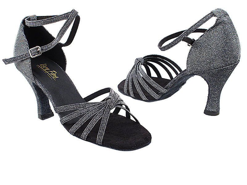 6005 105 Glitter Black Satin with 3&quot; Heel in the photo