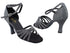 6005 105 Glitter Black Satin with 3" Heel in the photo