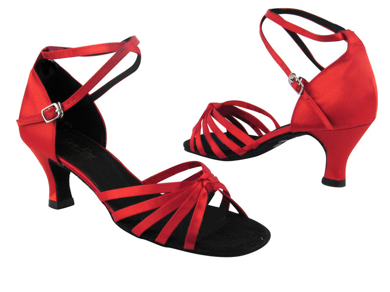 6005 112 Red Satin with 2.5&quot; low heel in the photo