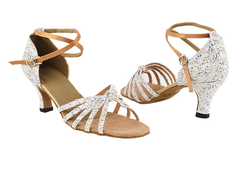 6005 142 Brown_Brown Satin Straps with 2.5&quot; Heel in the photo