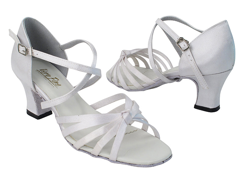 6005X White Satin with 2.2 inch Thick Cuban Heel (Heel Code 318) in the photo